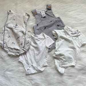 Tommy Bahama 4 PC BUNDLE Baby Boy Rompers & White Bodysuits 3-6M + 6-9M